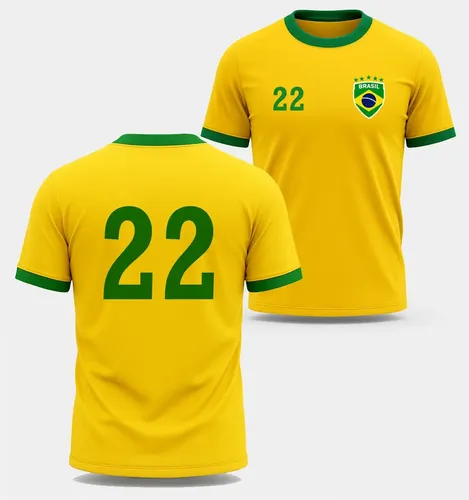 Camisa Dryfit Brasil Amarela No 22 Estilo Torcedor BRASIL