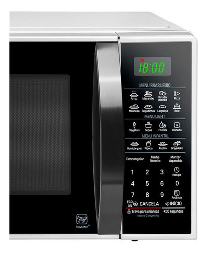 Microondas LG 30l Easy Clean Com Puxador Banco Preto Ms3091b