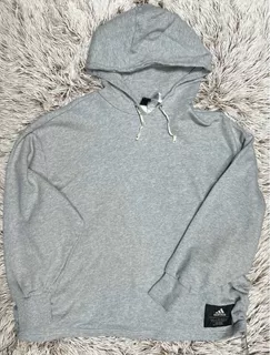 Sudadera Hoodie Oversize Gris Con Gorro adidas Mujer Xs