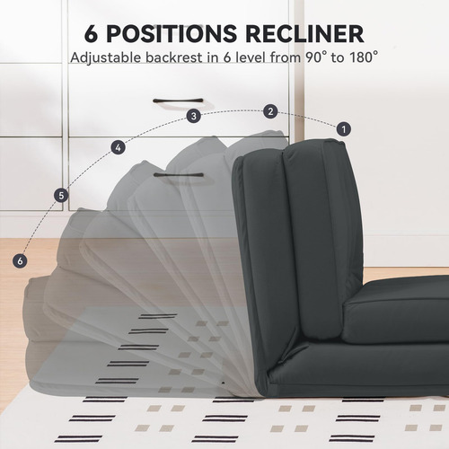 Sofá Cama Plegable Silla Convertible Con Almohadas Negro