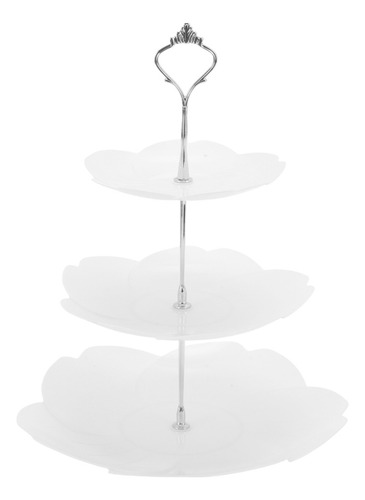 Soporte Base Para Cupcakes Postres 3 Nivel Forma Flor Blanco
