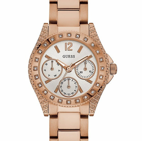 Reloj Guess Mujer Impulse W0938l3 Calendario Acero Rosé Malla Dorado Oscuro Bisel Dorado Oscuro Fondo Claro