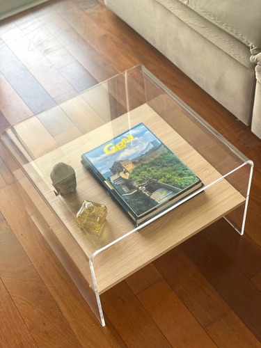 Mesa De Centro De Acrílico Com Mdf - Linda Cor Cristal