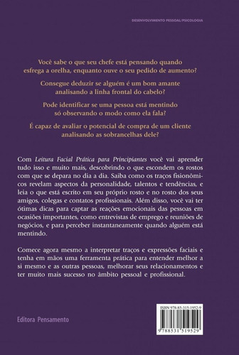 Livro Leitura Facial - Prática Para Principiantes, Richard Webster, Editora Pensamento