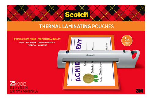 Scotch Tp3856-25 - Bolsas Termicas Para Plastificar, 11.8 X 