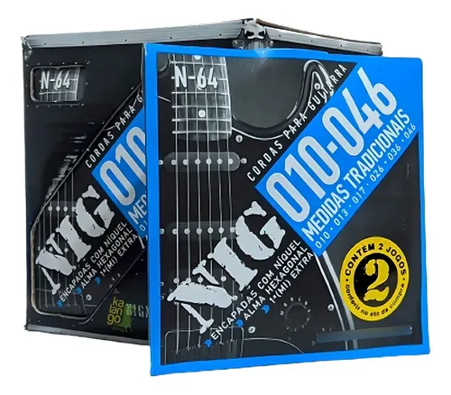 Encordoamento Guitarra Elétrica NIG N-64 010/046 Níquel 2 Jogos +