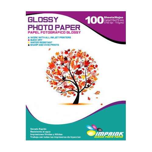 Pack Papel Fotografico Glossy Carta 115gr/300 Hojas Imprink