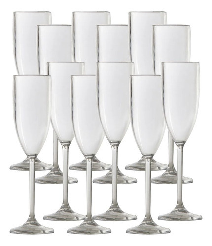Taça Para Espumante Em Acrílico Atacado 180ml Caixa 200 Unid Cor Transparente