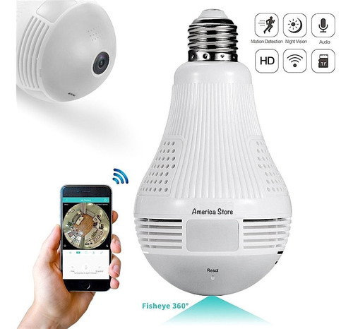 Camara De Seguridad Bombillo 360 Wifi Hd Ranura Micro Sd