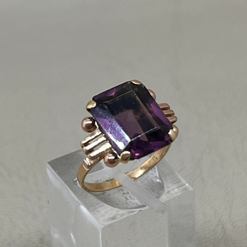 Anillo Antiguo Gran Amatista Oro 18k Art Decó 3,71g