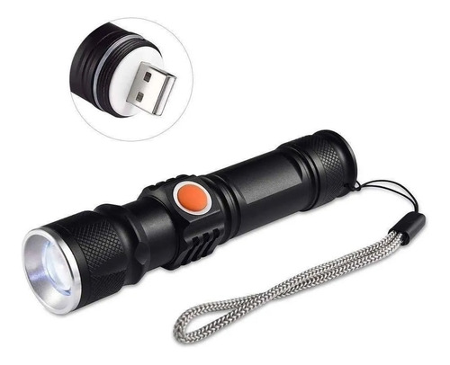 Linterna táctica, 68000 W, militar, largo alcance, USB, color negro, luz, color blanco