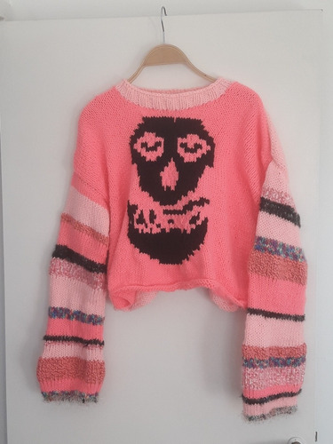 Sweater Misfits Rosa Fucsia Tejido Punk Rock Lana Acrílico 