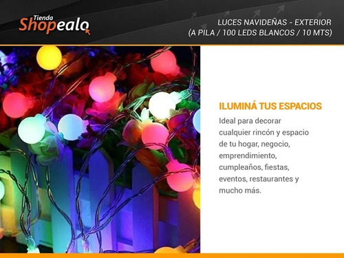 Imagen 5 de 8 de Luces Decorativa Bolita 50 Led 5 Mt A Pila Multicolor + Cta*