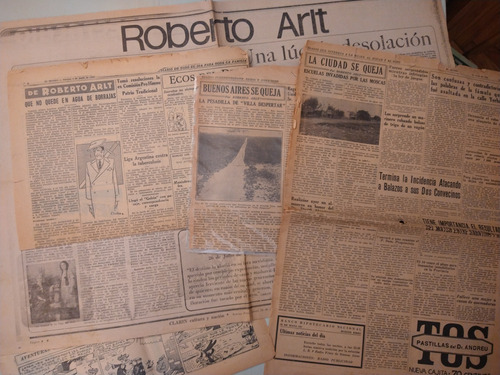 Roberto Artl 4 Hojas Orig Diario El Mundo + Doble Pág Nacion