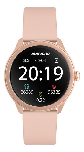 Relógio Smartwatch Mormaii Life Ultra Redondo Caixa Rosa Pulseira Rosa Bisel Rosa Desenho Da Pulseira Lisa