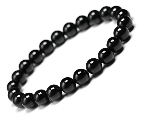 Pulseira De Bolinhas Pedra Onix Com Fio Silicone Unissex