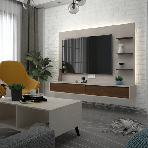 Mesa Tv Para Sala Minimalista Moderno Almacenamiento Marmol Negro