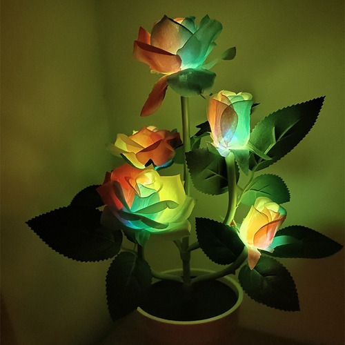 . Luz Led Rosa Flor Con Energía Solar Al Aire Libre