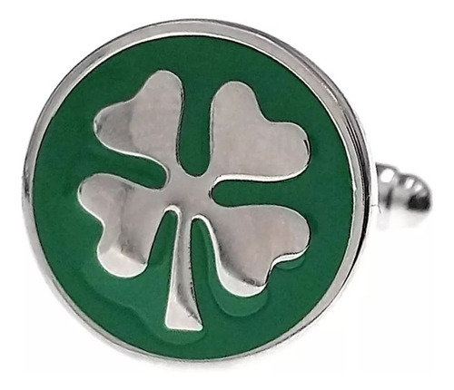 Mancuernillas Thot Ra Trebol De La Suerte Cuatro Hojas D-118 Color Verde