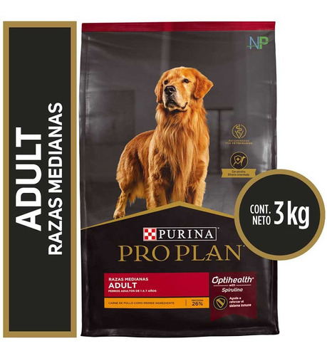 Alimento Seco Para Perro Pro Plan Adulto Raza Mediana 3kg