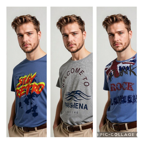 Set 3 Playeras Manga Corta Hombre Talla G