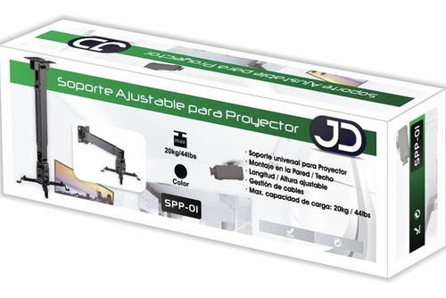 Imagen 7 de 8 de Soporte Video Beam Proyector Pared/techo Techgo Spp-01 Negro