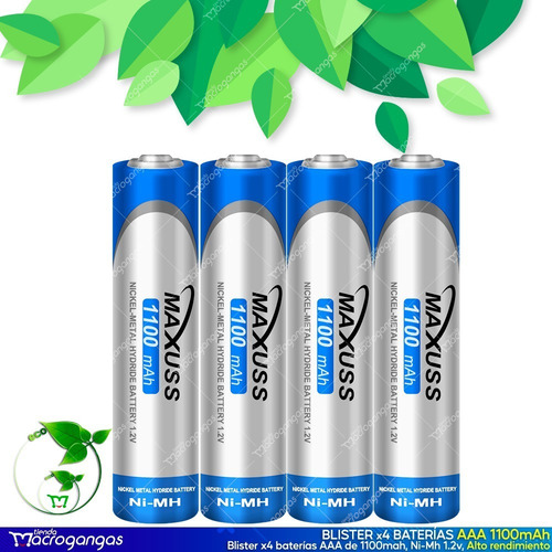 Imagen 3 de 4 de Baterias Pilas Recargables Aaa 1.2v 1100mah Blíster X4