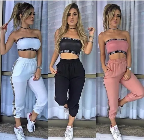 Cal a Jogger Feminina Listra Dupla Crepe Com Bolso Parcelamento