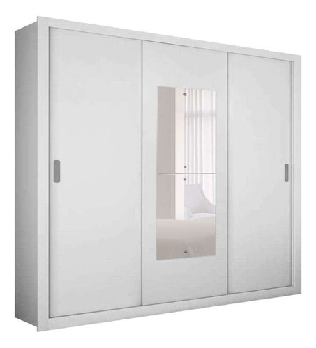 Guarda-roupa Casal Com Espelho Veneza Premium Branco 3 Pt