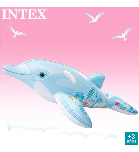 Montable Flotador En Forma Delfín Intex Celeste