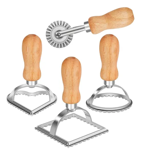 Sello Para Raviolis Cuadrados HIC Fantas, Mango De Madera, Molde Tipo Abuela Rina, Utensilio De Cocina