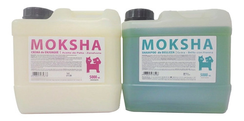 Shampoo Belleza Y Crema De Enjuague  Moksha X 5 L