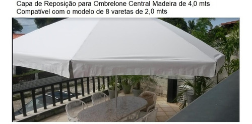 Capa Reposição P/ Ombrelone Madeira Central 4,0 Mts Com Abas