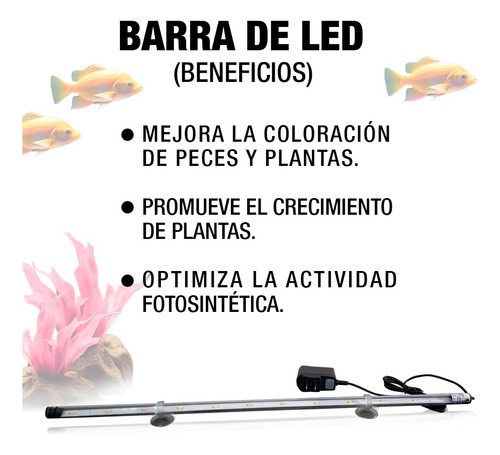 3 Lamparas Led Sumergible Acuario Pecera Peces 55 Cm Luz Blanca 4423