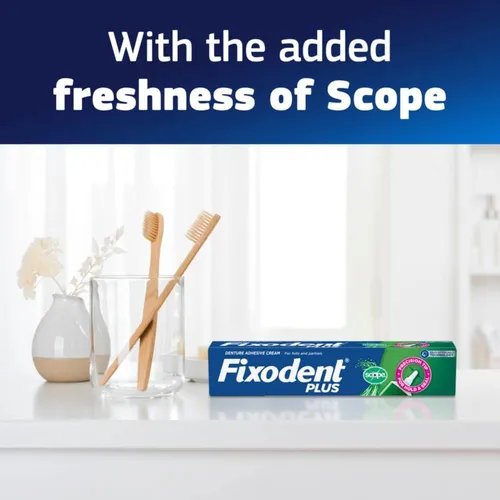 Fixodent Adhesivo En Crema Para Dentadura Con Sabor Plus