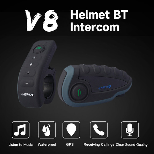 Vnetphone V8 Casco De Motocicleta Bt Intercom Auriculares