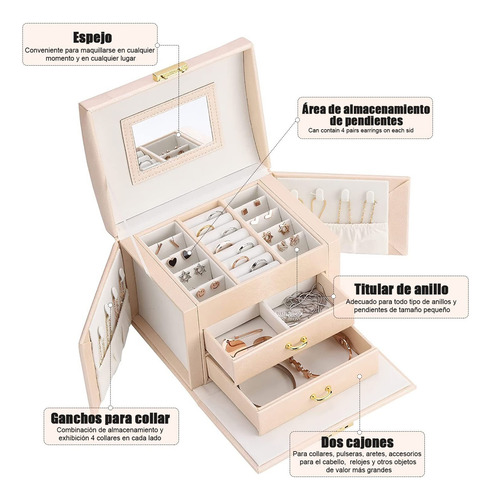 Organizador De Joyería De 3 Niveles Con Cajones,con Espejo