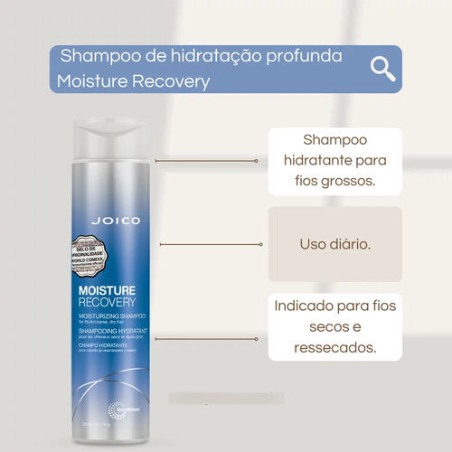 Moisture Recovery Shampoo 300ml E Condicionador 250ml Joico