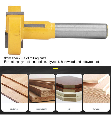 Fresa De Broca De Enrutador Ranura En T Vástago 8mm Para Cnc