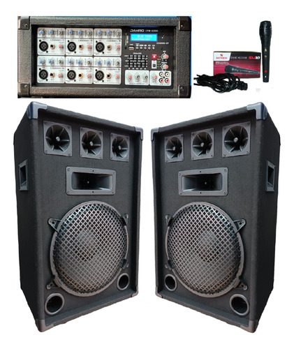 Combo Bafles12puLG 600w/consola 6 Canales Usb/buetooth/1mic