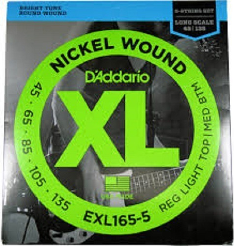 Encordoamento Baixo D'addario Exl165-5 Nickel Wound 5 Cordas