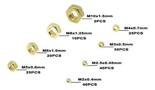 Surtido De Tuercas Hexagonales De Latón Mcmaske M2 M2.5 M4 M