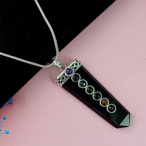 Colgante De Chakra Plano De Turmalina Negra De 2 Pulgadas Ap
