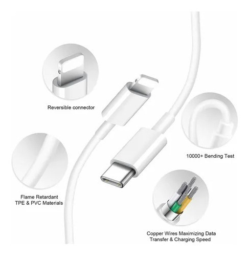 Cargador y cable USB para iPhone 5, 6, 7, 8 X, XR, Xs, 11, 12, 5 W
