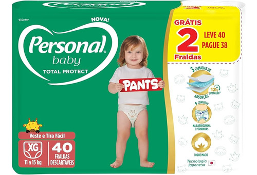 Personal Baby Total Protect Pants - Tam: Xg - Com 40 Fraldas Gênero Sem gênero Tamanho Extra grande (XG