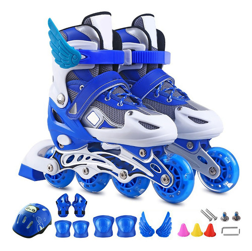 Patines En Línea De 4 Ruedas Ajustable Niños Niñas Luz Led