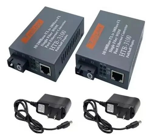 1 Par Convertidores Fibra Óptica Medios 10/100 Ethernet 25km
