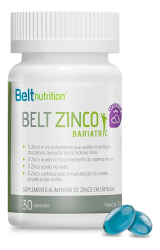 Belt Zinco Bariatric 30 Capsulas Soft Gel - Belt Nutrition Sabor Capsula