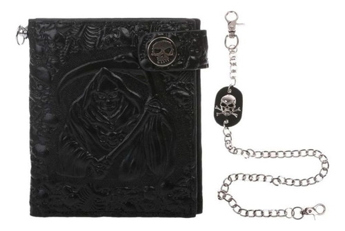 Vintage Calavera De Cuero Cartera Con Antirrobo Cadena Hombr