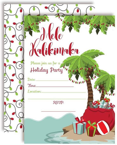 Mele Kalikimaka Hawaiano Día De Fiesta De Las Invitaci...